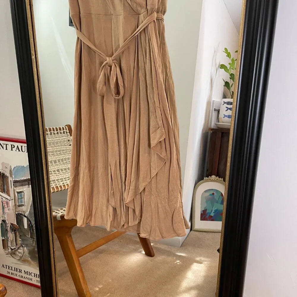 Lauren Ralph Lauren Faux Wrap Knit Dress Tan Size medium classic preppy - Picture 4 of 7